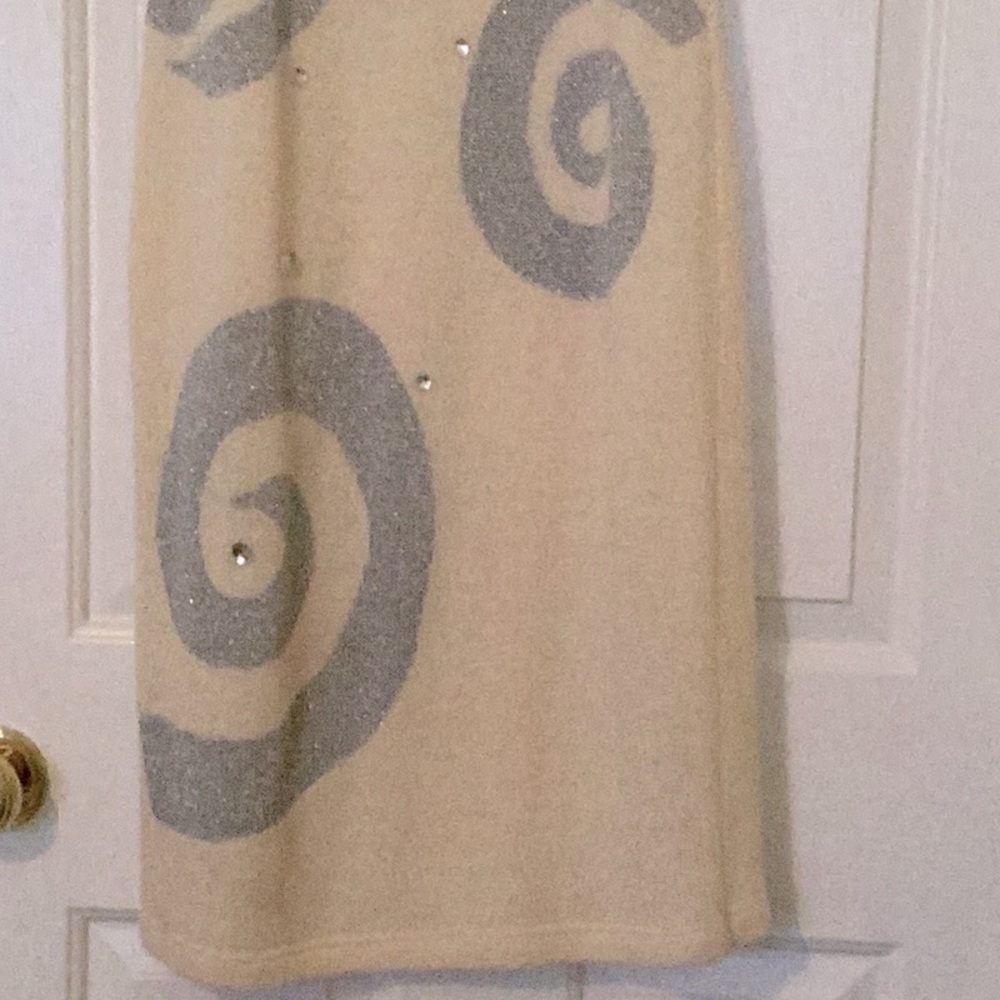 Outlander Vintage Dress & Jacket w/ Silver Metallic Designs & Large Stones - Picture 9 of 11